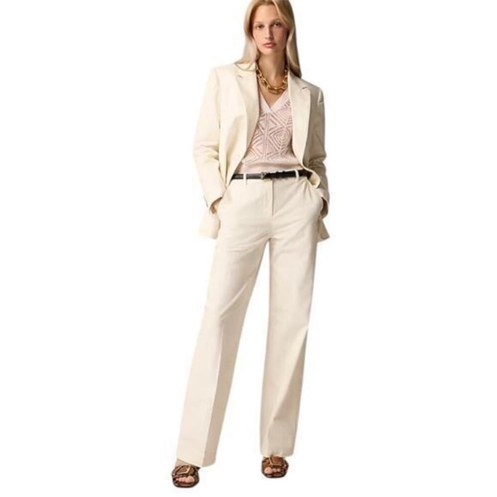 J Crew CC447 Wide Leg Trousers in Ivory with Adjustable Waist Size 12 NEW